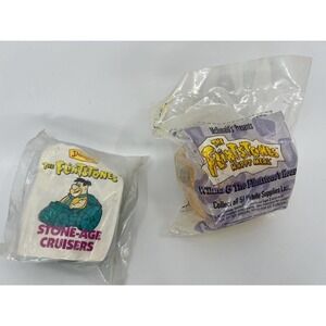 VNTG Happy Meal Toys~Dennys Stone Age Cruiser~McDonalds The Flintstones House